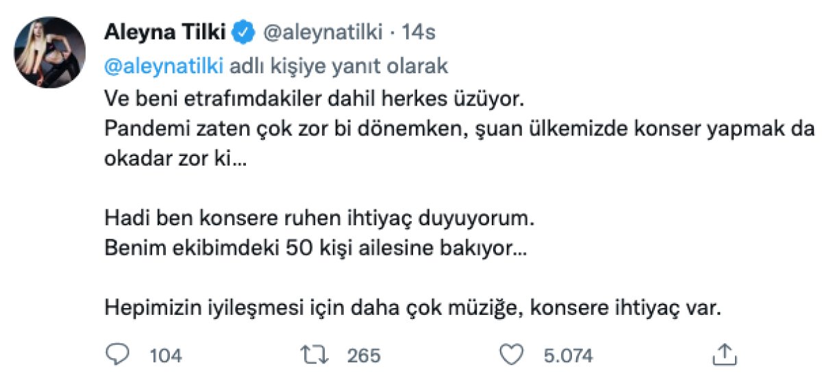Aleyna Tilki, konserlerinin iptal edilmesine tepki gösterdi #2