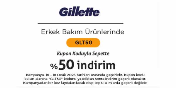 Gillette tıraş bıçağı makinelerde %50 indirim kampanyası