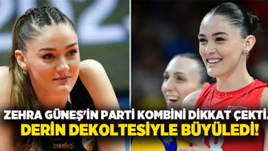 Zehra Güneş’in parti kombini dikkat çekti.. Derin dekoltesiyle büyüledi!