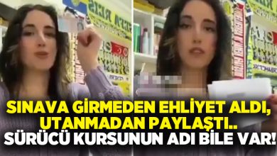 Sınava girmeden ehliyet aldı, utanmadan paylaştı.. Sürücü kursunun adı bile var!