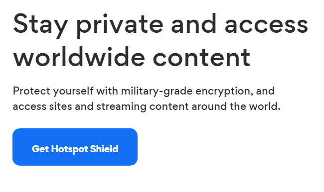 Hotspot Shield Homepage