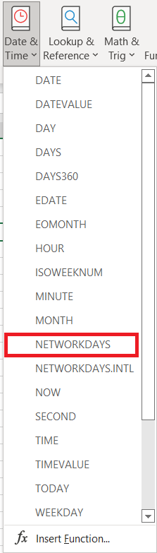 Excel Date and Time Dropdown Menu - NetworkDays
