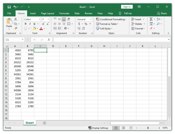 Two Cells in Excel Contain the Same Value