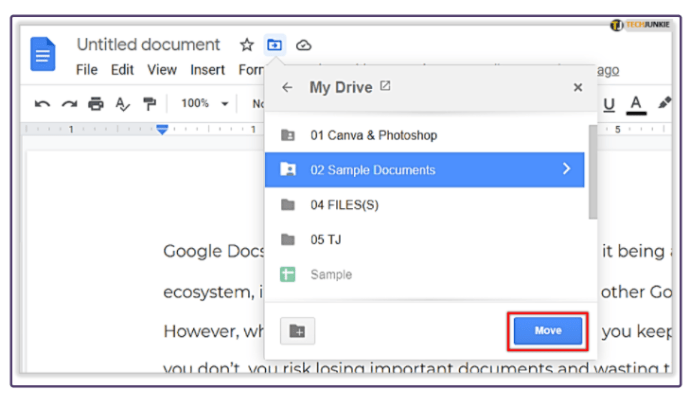 Google Docs - Move option