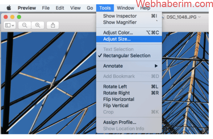 Mac Preview app - Tools menu