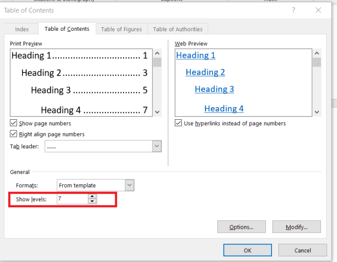 Microsoft Word - Table of Contents Settings