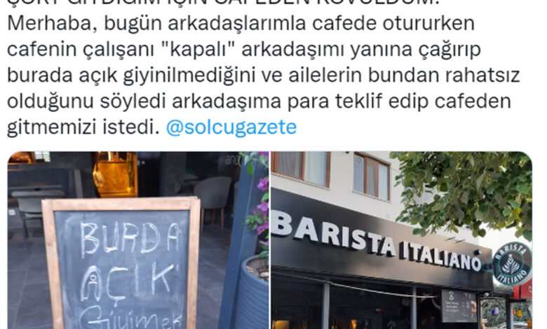 Kocaeli’de Barista İtaliano İsimli Cafe’den Skandal! “Burada Açık Giyinmek Yasak!”