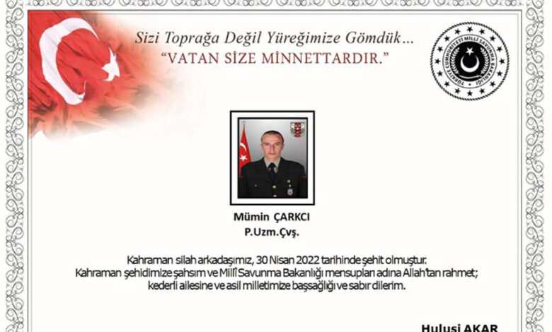 Şehit Uzman Çavuş Mümin Çarkçı Kimdir? Mümin Çarkçı Kaç Yaşında, Mümin Çarkçı Nereli, Mümin Çarkçı Evli Mi?