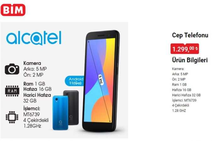 Bim Alcatel Go 1 Cep Telefonu Özellik ve Fiyatı! Bim Telefon Fiyatları 2022