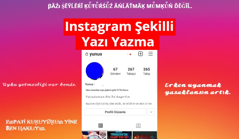 Instagram Şekilli Yazı | Instagram Biyografi İçin Yazı Şekilleri