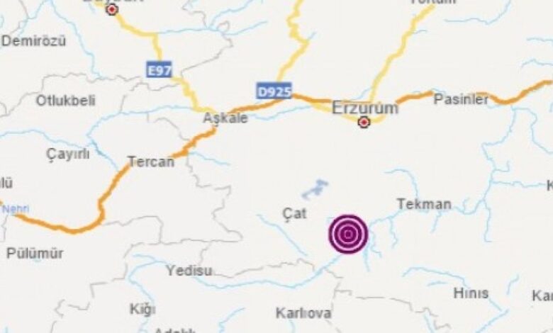 Erzurum'da 3,7 büyüklüğünde deprem