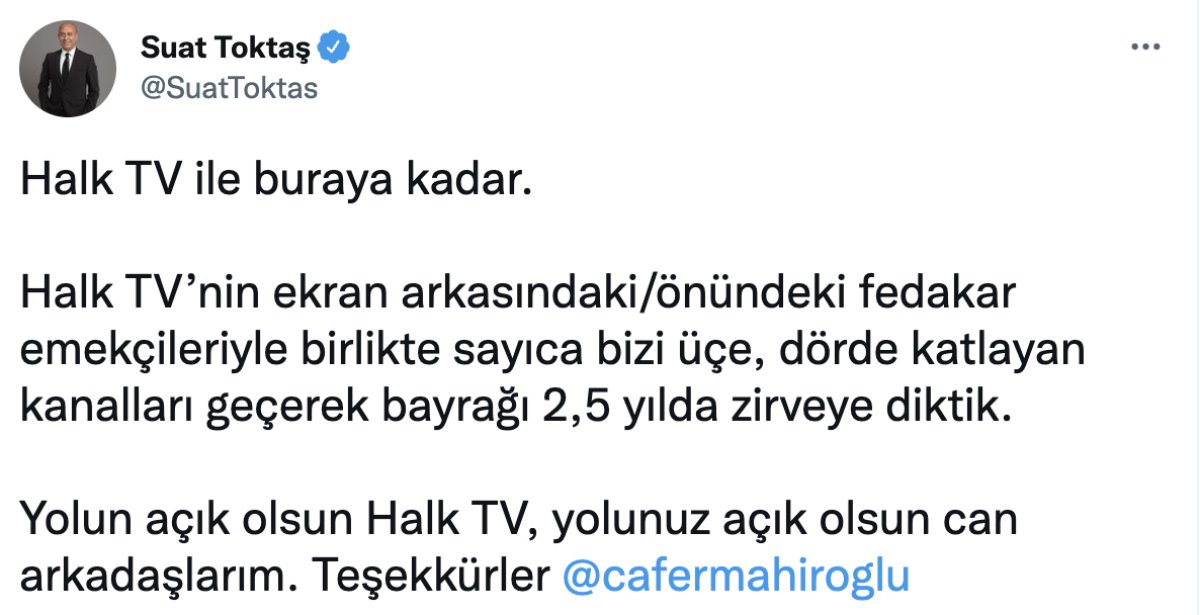 Halk TV Genel Yayın Yönetmeni Suat Toktaş, istifa ettiğini duyurdu #2