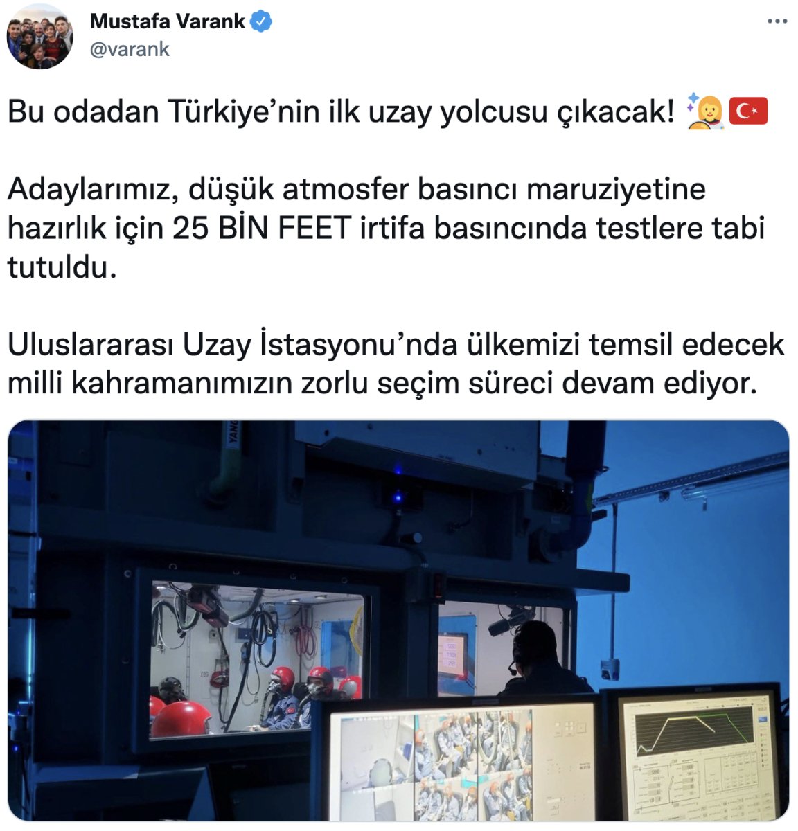 Bakan Varank tan Türkiye Uzay Ajansı paylaşımı #1