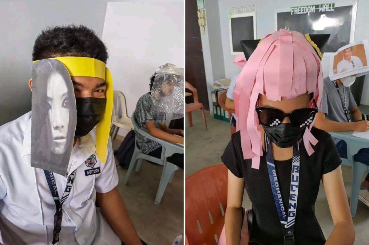 Filipinler de öğrencilerin kopyaya karşı giydiği şapkalar konuşuluyor #1