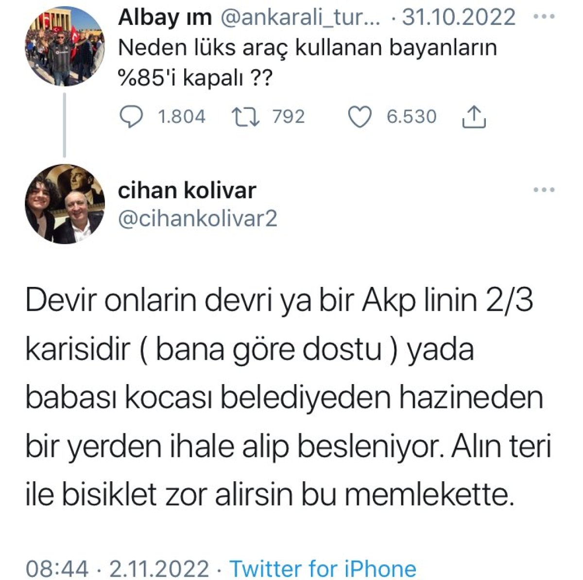 Türk milletine hakaret eden Cihan Kolivar ın Twitter paylaşımları #2