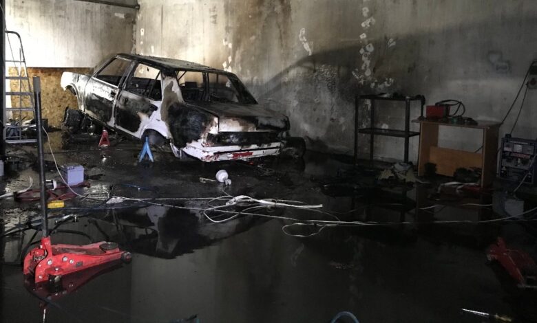 Konya'da LPG tankının patlamasıyla iş yerinin kapısı yerinden söküldü