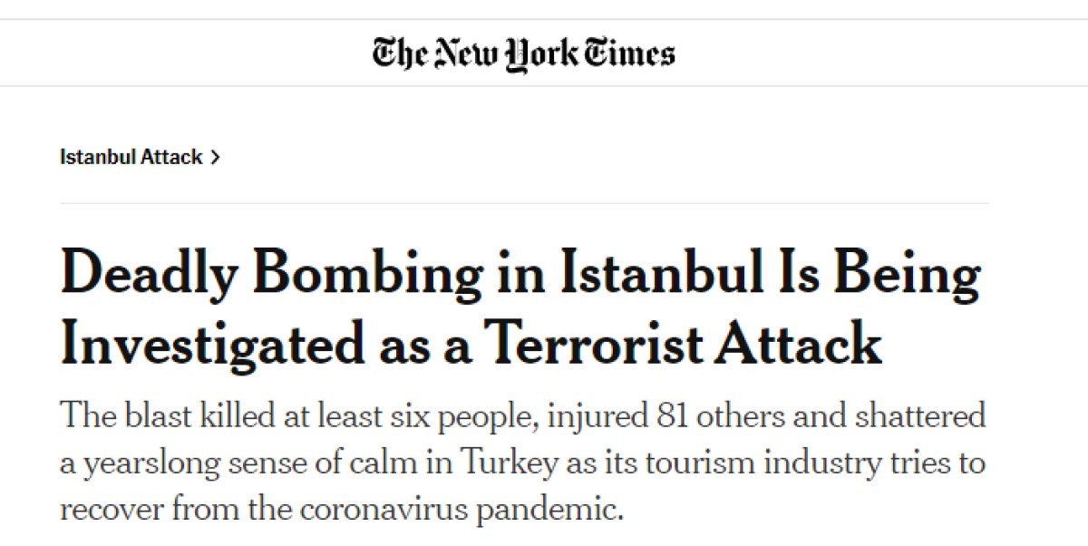 New York Times ın tepki toplayan Taksim deki patlama haberi #1