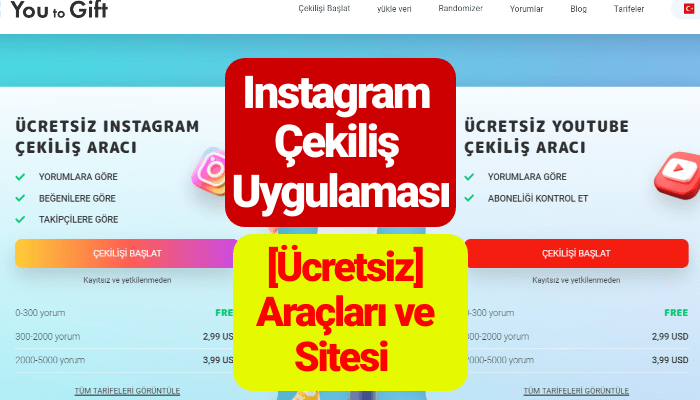 Instagram Çekiliş Uygulaması [Ücretsiz] Araçları ve Sitesi