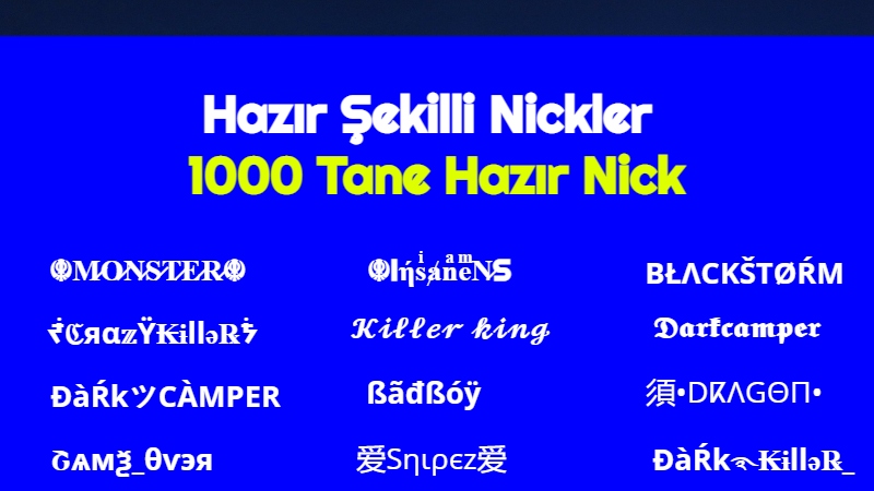 Hazır Şekilli Nickler [Şekilli Adlar] ☬M̷O̷N̷S̷T̷E̷R̷☬