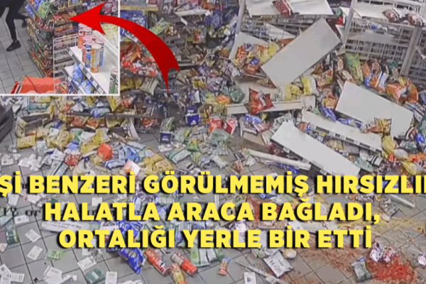Eşi benzeri görülmemiş hırsızlık! Halatla araca bağladı, ortalığı yerle bir etti