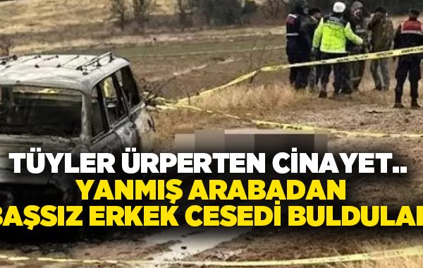 Tüyler ürperten cinayet.. Yanmış arabadan başsız erkek cesedi buldular!